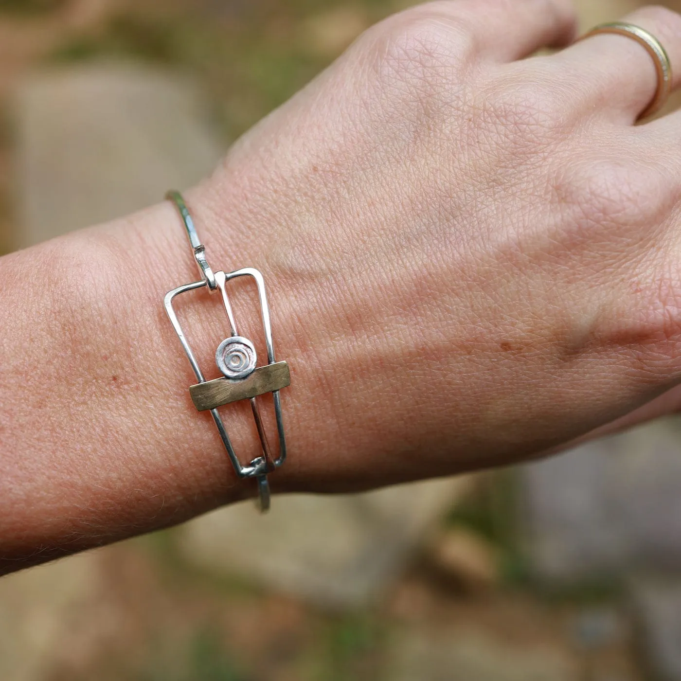 Mixed Metal Open Wire Clasp Bracelet
