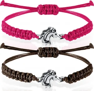 MTLEE Horse Bit Charm Bracelet 2 Pcs Horse Lovers Equestrian Jewelry Adjustable Hose Charm Bracelets for Teens Girls Boys