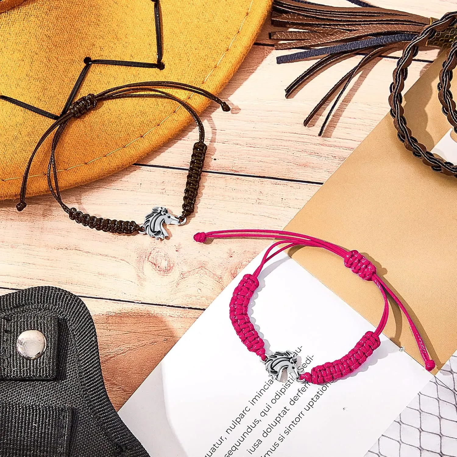 MTLEE Horse Bit Charm Bracelet 2 Pcs Horse Lovers Equestrian Jewelry Adjustable Hose Charm Bracelets for Teens Girls Boys