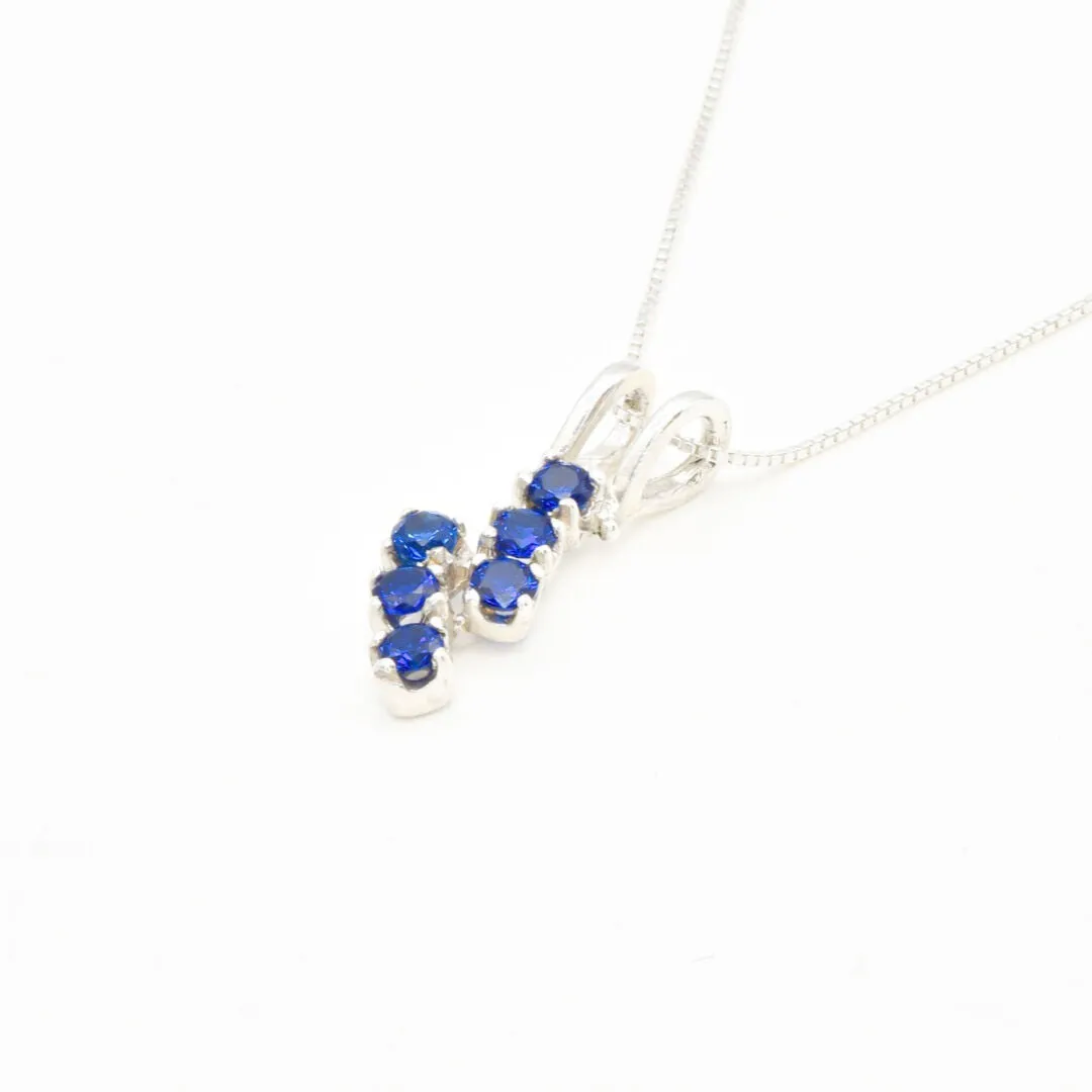 Sapphire Pendant, Created Sapphire Necklace, September Birthstone