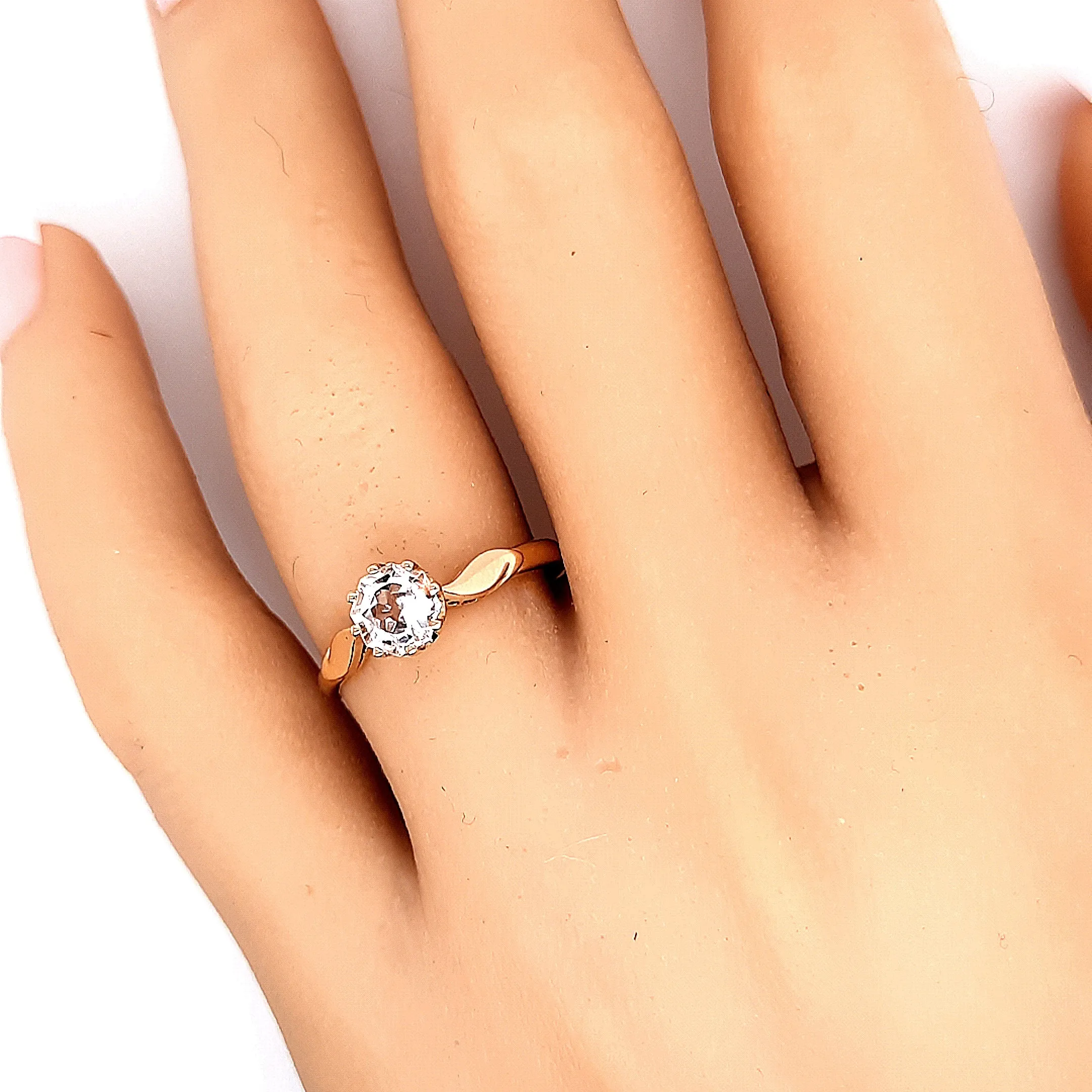 Yellow Gold Cubic Zirconia Solitaire Ring